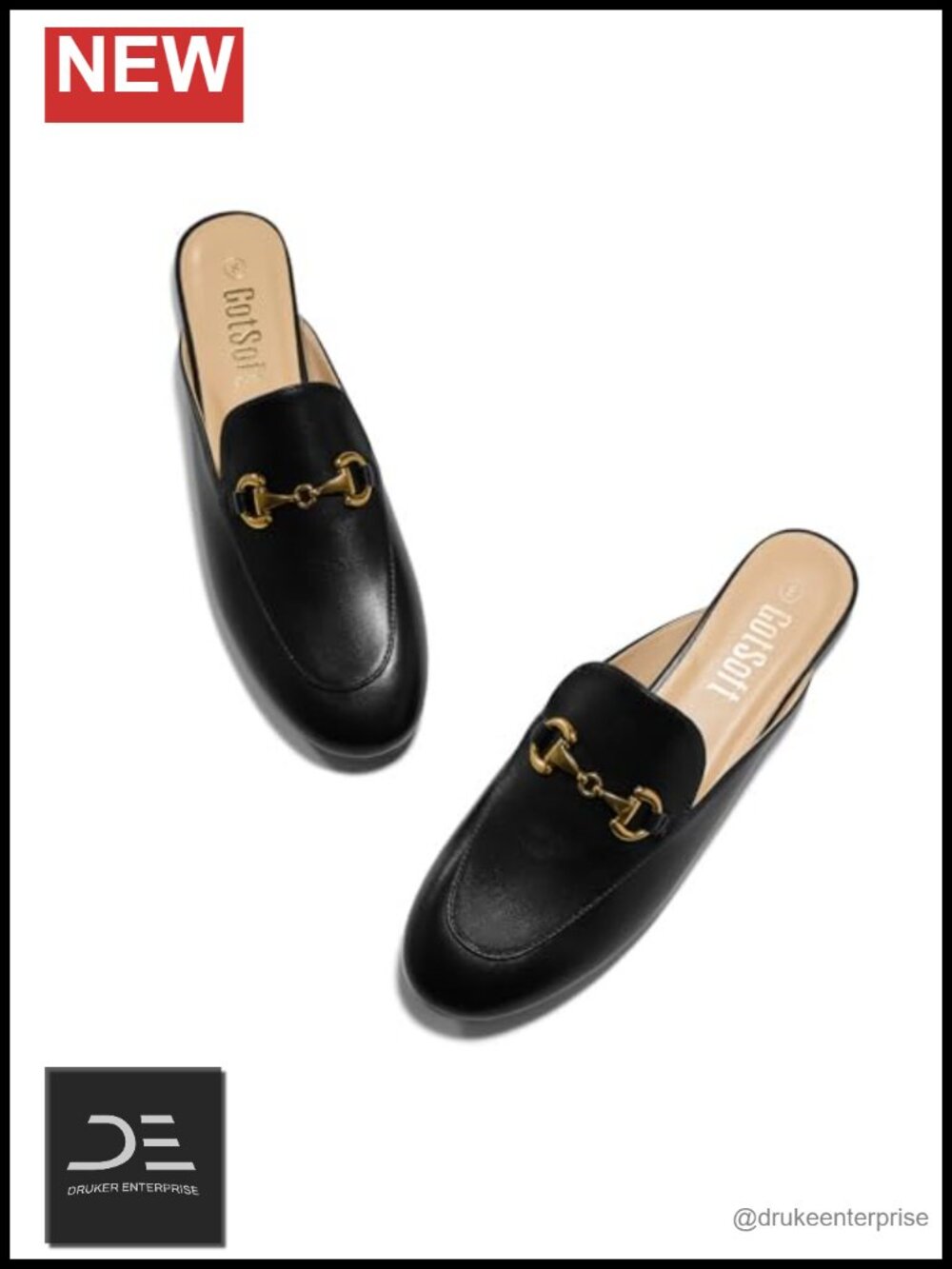 Women's Round Toe Mules with Buckle Slip-On Flats Lambskin Insole